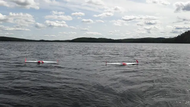 Deux ailes de dérive sur le lac à la Truite